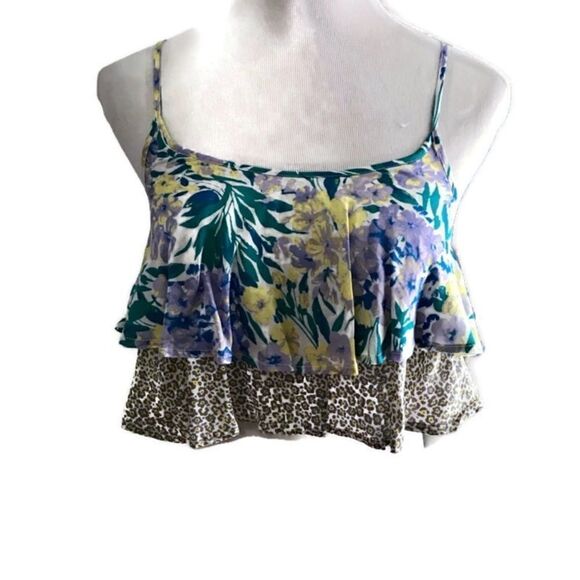Kimchi Blue Leopard Floral Halter Top - Picture 1 of 5
